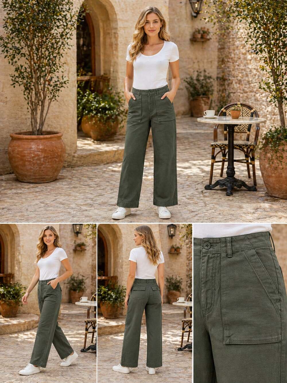 J. Crew Olive Green Wide-Leg Pants